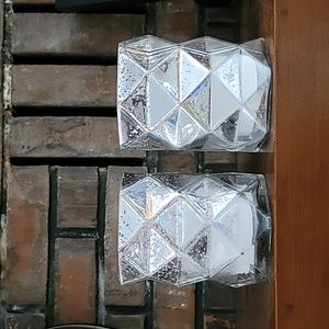 Glass Decor Candle Jar Vases with Faux Mercury Glass appearance includes two